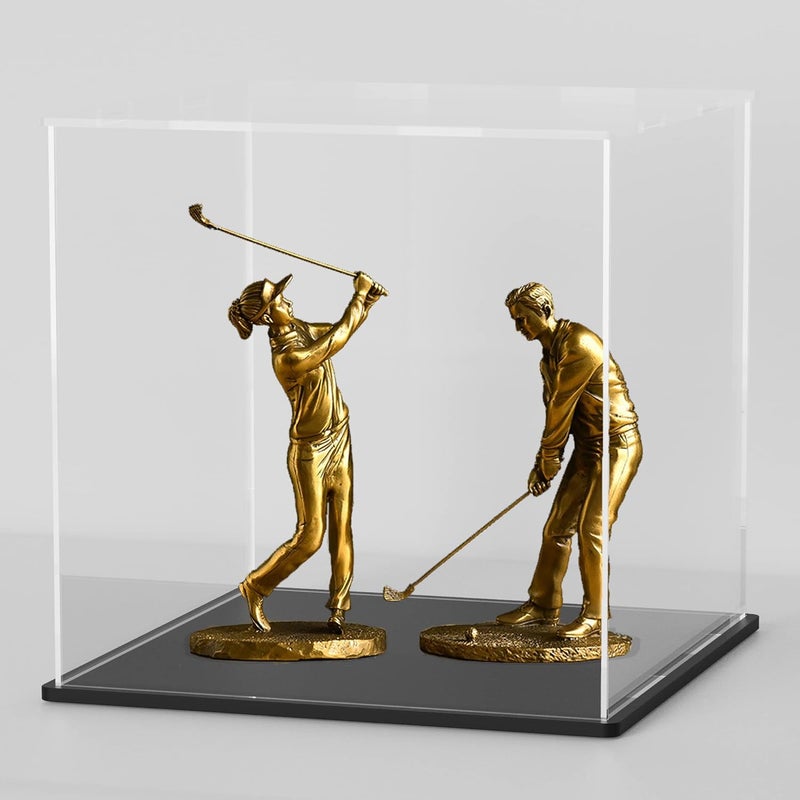 SVENJBB Acrylic Display Case, 9x9x9 Inch Acrylic Boxes for Display, Clear Display Cases with Matte Black Base and Lid for Collectibles - Image 1